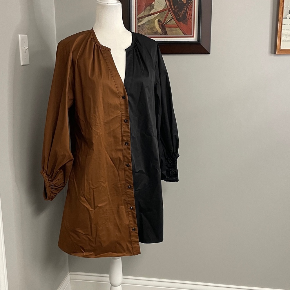 CROSBY by Mollie Burch Black and Brown Long Sleeve Dress Medium Mini - Picture 3 of 6